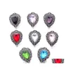 Charms Colorf Crystal vintage Sier Color Snap Button Kobiety Biżuterię Biżuterię Waterdrop Rhinestone 18 mm metalowe przyciski