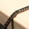 Hip Hop Jewelry Men Bracelet 3mm 4mm Sterling Silver Black Moissanite Diamond Tennis Bracelet