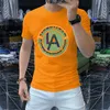 T-Shirt Erkekler Popüler Lüks Pamuklu Tees Yaz Yeni Gençlik Moda Marka Adamı Giyim Yuvarlak Boyun Parlak Renkleri Üstleri M-4XL