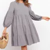 Casual Dresses Women's Long Sleeve Fashionable Solid Color Dress Cotton Linen Splicing Loose Large Swing Summer Outfits For Women