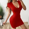 Party Dresses Women's Dress Summer Cutout Sexy Mini Tight High midje Slim Hips Sun Solid Color 2023