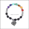 Charm Bracelets Fashion 7 Chakra Heart Bracelet 8Mm Beads Colorf Stone Reiki Buddha Prayer Natural Yoga For Women Men Drop Delivery J Dhlwa