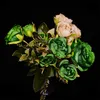 Ghirlande di fiori decorativi Vintage 8 teste Fiori artificiali Sete Peonia Rosa verde per decorazioni Fower finto Matrimonio Scrivania Camera Party Bouquet fai da te Decor T230217