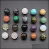 Stone 20mm naturliga l￶sa p￤rlor Amethyst Rose Quartz Turquoise Agate 7 Chakra Diy Nonporous Round Ball Yoga Healing Gui Luckyhat Drop Dhtv2