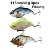 Vishaken johncoo 3pcs vissen lokmiddel zinken drijvende wobbler zwemshad glide aas vib vibratie aas snoekforel muskie bas vissen 230220