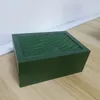 Designer Quality Boxes Dark Green Date Bekijk Dhgates Box Luxe cadeau Woody Case voor horloges Jacht Watch Booklet Card Tags en Swiss Watches Boxes Mystery Boxes