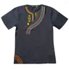 Men's T Shirts Vintage African Men's Summer D Stand Collar Embroidery Design Short Sleeve T-shirt Cool Outfit Tops Adult