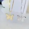 Choker Gold Color Micro Pave 5A Cubic Zirconia Cute Lovely Butterfly Charm Women Fashion Minimal Delicate 16" 4" Box Chain