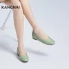 Vestido sapatos de vestido kangnai ballet feminino genuíno weave slipon moda confortável quadrado dedo feminino raso 230220