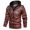 Men's Fur Men's Leather Jacket Winter Autumn Hooded Faux Warm Fashion Slim Outwear Euro Size S-3XL