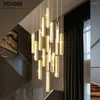 Lustres Lustre en cristal de plafond de luxe moderne pour escalier salon décor lampe salle à manger intérieure Lustre LED luminaire suspendu