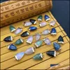 Charmos 10x19mm Gold Edge Crystal Cone Arrowhead Stone Rose Quartz Turquesa Pingents Trendy for Jewelry Making Jiaminstore D Dhwiv