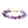 Strand Chips Gravel Crystal Bracelet Natural Gemstone Green Peridot Amethyst Garnet Beads Wristband Women Girls Teens Pulseras