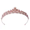 Tiaras Fashion Proste kryształowy liść ślubny korona księżniczka królowa Rhinestone Pageant Diodem Wedding Hair Akcesoria Tiara de Noiva Z0220