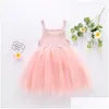 Jurken 15y Toddler Baby Kid Girl Knitted Tle Tutu Jurk Mouwloze feestje Bruiloft Verjaardag voor meisjes Kinderen Kostuum Drop Dh6dd