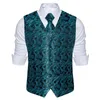 Gilet da uomo Gilet da uomo Slim Fit Gilet Blu Argento Rosso Verde Smoking Festa di nozze Gilet Cravatta Set Giacca senza maniche casual DiBanGu