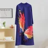 Casual Dresses YUDX Miyake Pleated Dress For Women 2023 Autumn Fashion Floral-Print Beaded Round Neck Long Sleeve Loose Large Mid-Length