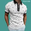 Polos da uomo camicie da uomo a maniche corte con cerniera corta poliestere top traspiranti top digitali toni digitali T estate per il tempo libero abbigliamento