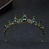 Tiaras MVEXO Mode Elegante Vintage Kleine Barocke Grüne Kristall Tiaras Kronen für Frauen Mädchen Braut Hochzeit Haar Schmuck Zubehör Z0220