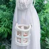 Handmade beaded bucket bag hollow round women's handbag imitation pearl net red bag 230220