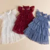 Девушка платья 2023 Платье для вечеринки для девочек блестящее звездное узоры лук радуга красочный костюм дети Рождество года ребенок