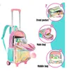 School Bags 16 Inch 3 pcs set Kids Trolley backpack Bag Wheeled Backpack with wheels lunch bag 230220