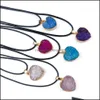 Pendentif Colliers Amour Coeur Reiki Guérison Résine Druzy Druse Collier Chakra Puissance Pierres Énergie Pierre Drop Livraison Bijoux Pendentifs Dhxg1