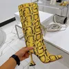 Winter Pointed Toe Wine Glass Heel High Heeled Boots Snake Print Sexy Large Size One Foot Stirrup Fashion Women's Boots 122823a