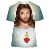 Mens T Shirts Jumeast 3D Tryckt Christian Jesus Summer Overized Men T-shirts Casual Unisex Kort ärmskjorta Fashion Male T-shirty tops