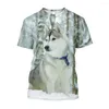 Herr t-skjortor jumeast 3d siberian husky tryckt t-shirty söt husdjur grafisk skjorta för män avslappnad plus size t-shirts dropp kawaii kläder