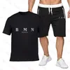 Erkek Trailsits T-Shirt Suit Mektup Sokak Giyim Baskı Nefes Alabilir Yaz Takım Top Şort T-Shirt Açık Spor Seti M-XXL Takım Spor giyim Kalitesi Takım