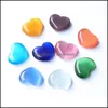 Stein 30mm Colorf Cats Eye Heart Shaped Opal Bare Ornaments Handle Pieces Aquarium Bead Jiaminstore Drop Delivery Jewelry Dhep9
