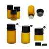 Flacon de parfum 1 ml de verre vide Ambre Roll Ball Jars Flacons avec capuchon pour cosmétiques par bouteilles d'huile essentielle Drop Livraison Santé Beaut Dhlmg