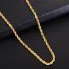 Chains 4mm Rope Chain Necklace Men Women Clavicle Jewelry Yellow Gold Filled Classic Twisted Gift 60cm LongChains