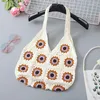 Cosmetic Bags Y2K Women Crochet Handbag Boho Handmade Hollow Out Lightweight Summer Tote Shoulder Bag For Beach Daily