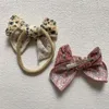 Hårtillbehör 3st/Set Bow Clips For Girls Corduroy Hairpins Baby Headband Floral Print Born pannband Vintage Props Kids