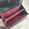 Kadın klasik mini flep kapitone uzun cüzdan çantaları bifold siyah havyar letaher kuzu derisi altın/gümüş metal donanım kartı tutucu çoklu pochette tasarımcı çantası 19x10cm