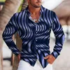 Casual shirts voor heren mode Luxe mannen Turn Down Collar Shirt Contrast Color Print 2023 Lange mouwen Tops Mens Cleren Club Cardigan