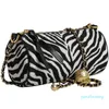 Evening Bags Luxury Women's Handbags Zebra Print Shoulder Strap Bag Pillow Shape Mobile Phone Cylindrical Crossbody 97