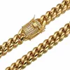 2023 Chain 8/10/12/14/16/18mm Designer Trendy Jewelry 316L Stainless Steel Gold Color Miami Cuba Bend Ring Chain Necklace for Men and Women 7-40" Chain