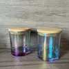 11oz Iridescent Glass Candle Holder with Bamboo lid Blank Water Bottle DIY Candle jar