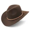 Western Cowboy Hat Wide Brim med brunt bälte för kvinnor och män för Halloween julfest