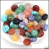 Stone 7X11Mm Pumpkin Shaped Natural Crystal Beads Pink White Green Orange Punched Loose Bead Diy Jewelry Making Accessorie Luckyhat Dhvkn