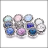 Charms Colorf Retro Sier Color Snap Button Kobiety Biżuterię Biżuterię Bright Rhinestone 18 mm Metalowe przyciski Snaps DIY Bransoletka Drop DHSS5