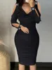 Casual Dresses Rhinestone Decor Cold Shoulder Ruched Bodycon Dress