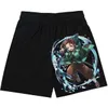 Męskie szorty anime demon slayer gimnastyczne szorty gimnastyczne Mężczyźni bieganie sportowcom Kamado Tanjirou Sportswear Yoga Basketball Tennis Trening Mesh Shorts J230503