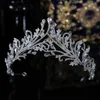 Tiaras Baroque 고급 스파클링 크리스탈 잎 신부 Tiaras 크라운 크라운 선원 대회 대회 대회 경장 신부 머리띠 웨딩 헤어 액세서리 Z0220