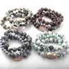 Strand Beaded Strands Fashion Beautiful 3pc Set Pierre Bracelet Ensembles 12mm Naturel Blanc Druzy Lien Verre Cristal Pave BraceletsPerlé