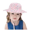 Hats Daisy Floral Panamas Kids Chidren Flower Fisherman Hat Baby Boys Girls Summer Adjustable Rope Sunhat Sunscreen Cap Chapeau