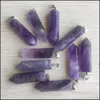 Чары 39x10 мм Beautif Amethyst Natural Rose Quartz White Crystal Fluorite Labradorite Stone Pillar Pundar для ювелирных изделий Hjewelry dro dhyqb